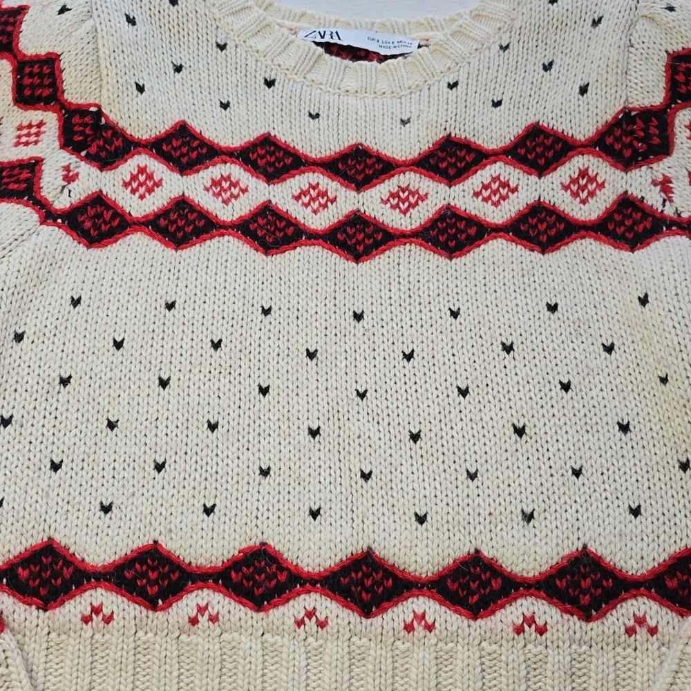 Zara Fair Isle Geometric Knit Sweater Women's Size Small - Picture 4 of 14